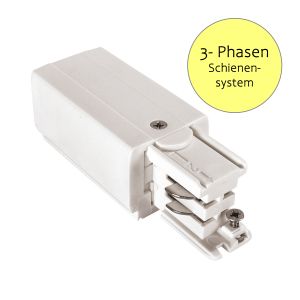 Endeinspeisung für 3-Phasen-Stromschienensystem - Schutzleiter links, weiß Endeinspeisung für 3-Phasen-Stromschienensystem - Schutzleiter links, weiß