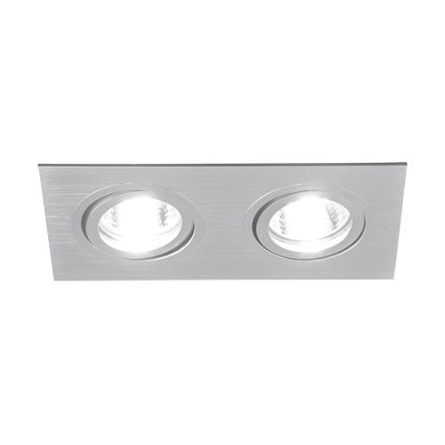 LED-Einbauleuchte Duo- silber - 17,4 x 9,3cm - eckig