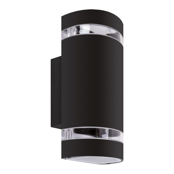 230V LED - Wandleuchte - Bruno - GU10, schwarz, 2-flammig, IP54