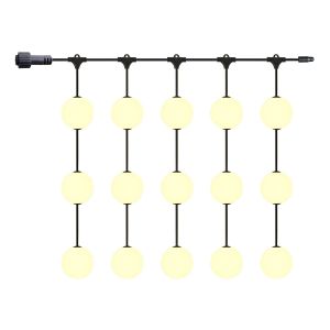 12V LED - Lichtervorhang mit 5x3 Lichtkugeln in 2,1m Länge - für Außen,warmweiß,wasserfest 12V LED - Lichtervorhang mit 5x3 Lichtkugeln in 2,1m Länge - für Außen,warmweiß,wasserfest