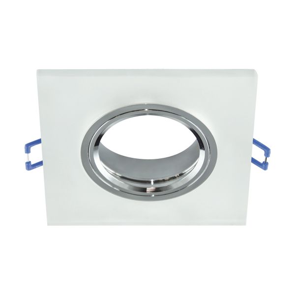 Ideus, LED-Einbauleuchte - weiß/ chrom - 9x9cm - eckig