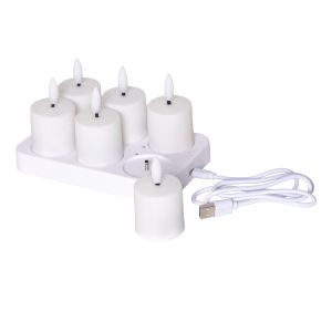 Flamme - Kerzen Set für innen - Weiß - Höhe: 8,5 cm - Akkubetrieb - sanft flackernd