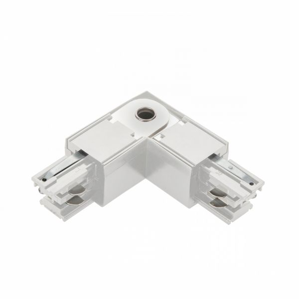 L - Verbinder für 3-Phasen-Stromschienensystem - Schutzleiter innen links, weiß