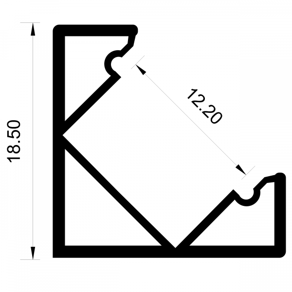 12V Aluminium LED Eckleiste - High Power - warmweiß - transparente Abdeckung