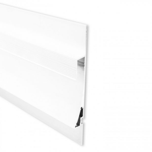 Weißes Aluminium LED Trockenbau Wand Profil, indirekt, diffuse Abdeckung, 8,49 x 1,15cm