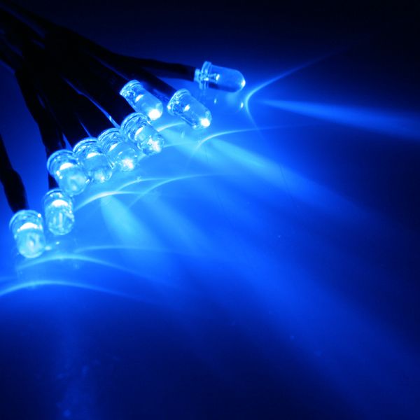 10er Pack 12V LED mit Kabel und Vorwiderstand 12000mcd 20° - blau