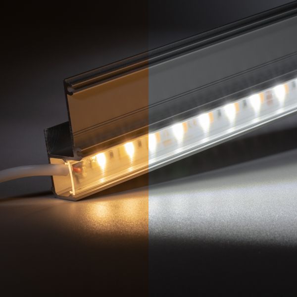 24V Aluminium Trockenbau Abschluss LED Leiste – Farbtemperatur variabel – transparente Abdeckung