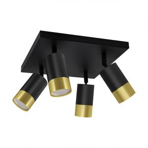 PUZON SPT 4 - Decken Spotleuchte in schwarz/gold - Lichtfarbe: individuell wählbar PUZON SPT 4 - Decken Spotleuchte in schwarz/gold - Lichtfarbe: individuell wählbar