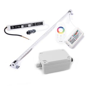 wasserfestes 24V LED Leisten Set mit Fernbedienung und Netzteil, 50cm Länge, Lichtfarbe RGB, IP65 wasserfestes 24V LED Leisten Set mit Fernbedienung und Netzteil, 50cm Länge, Lichtfarbe RGB, IP65