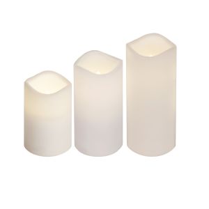 Paul - Kerzen Set für außen - Weiß - Höhe: 11,5/ 15/ 18 cm - Batteriebetrieb - Timer - flackernd Paul - Kerzen Set für außen - Weiß - Höhe: 11,5/ 15/ 18 cm - Batteriebetrieb - Timer - flackernd