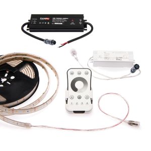 wasserfestes 12V LED Streifen Set mit Fernbedienung und Netzteil, 500cm Länge, Lichtfarbe warmweiß, wasserfestes 12V LED Streifen Set mit Fernbedienung und Netzteil, 500cm Länge, Lichtfarbe warmweiß,