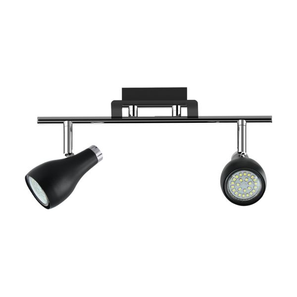 KINGA 2 - Decken Spotleuchte in schwarz/chrom - 2 x max 35 W - Lichtfarbe: neutralweiß