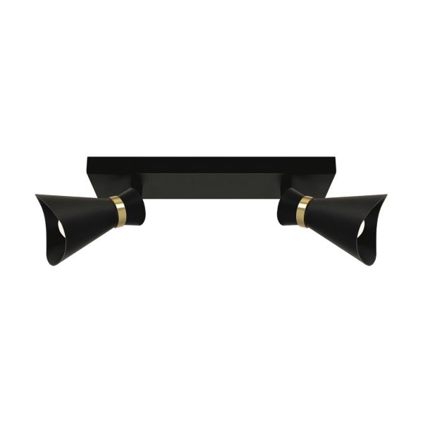 LORETA SPT 2 - Decken Spotleuchte in schwarz/gold - Lichtfarbe: individuell wählbar