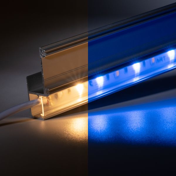 24V Aluminium Trockenbau Abschluss LED Leiste – RGBWW (RGB + warmweiß) – transparente Abdeckung