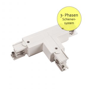 T - Verbinder für 3-Phasen-Stromschienensystem - Schutzleiter außen rechts, weiß T - Verbinder für 3-Phasen-Stromschienensystem - Schutzleiter außen rechts, weiß