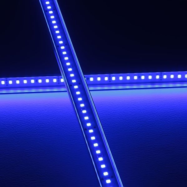 24V Slim-Line Aluminium LED Leiste – blau – transparente Abdeckung