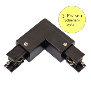 L - Verbinder für 3-Phasen-Stromschienensystem - Schutzleiter außen rechts, schwarz L - Verbinder für 3-Phasen-Stromschienensystem - Schutzleiter außen rechts, schwarz