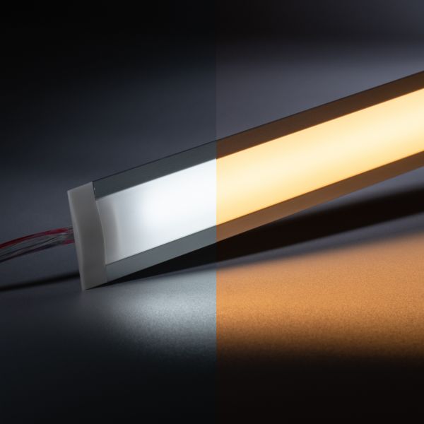 24V Aluminium Einbau LED Leiste schmal - COB - Farbtemperatur einstellbar - diffuse Abdeckung