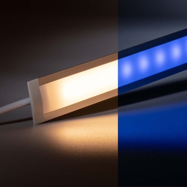 24V Aluminium Einbau LED Leiste schmal - RGBWW (RGB + warmweiß) - diffuse Abdeckung