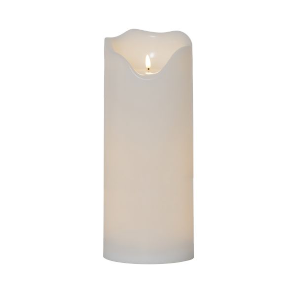 Flamme Grand - Kerze für außen - Weiß - Höhe: 40 cm - Batteriebetrieb - Timer - sanft flackernd