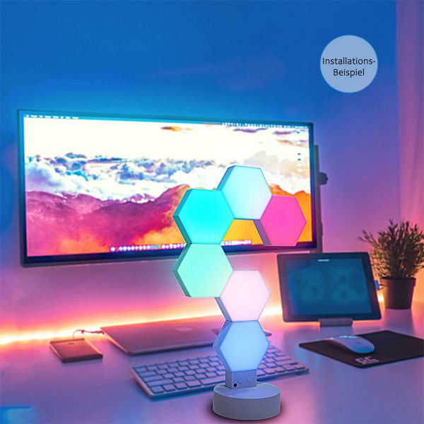 Hexagon LED Desktop Panel Set - 6er Set - Tuya App, Sprachsteuerung über Alexa und Google Home