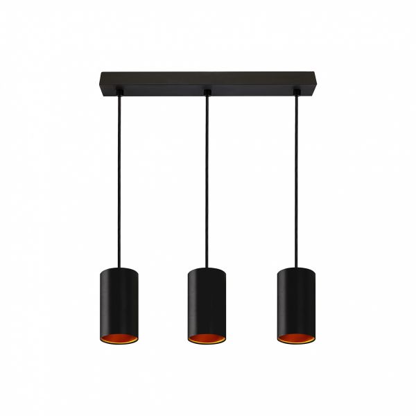 Chloe X3 linear - Pendelleuchte in schwarz/gold - Lichtfarbe: individuell wählbar