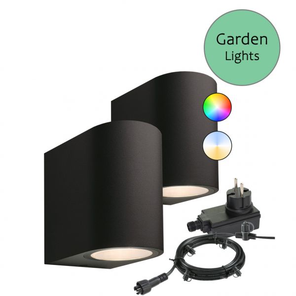 12V SMART Wandleuchte - Garden Lights - Gilvus Plus 2er Set, 10W, RGB + CCT, IP44,per App steuerbar