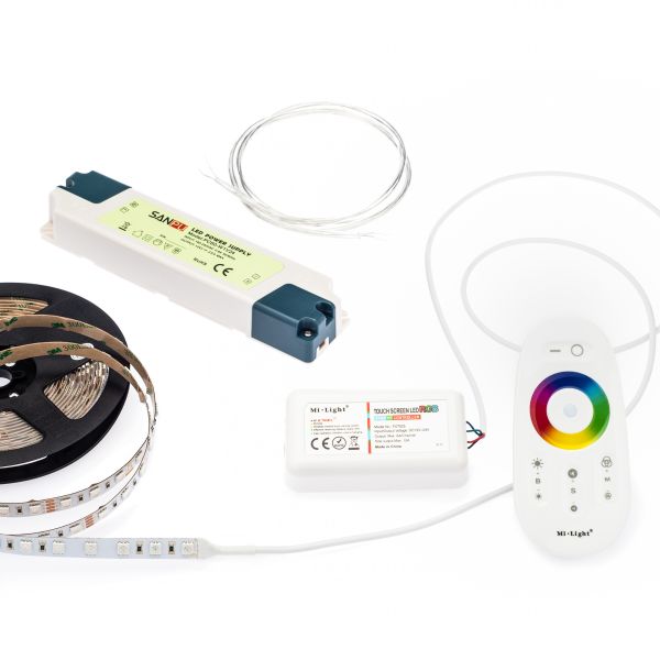 24V LED Streifen Set mit Fernbedienung und Netzteil, 250cm Länge, Lichtfarbe warmweiß