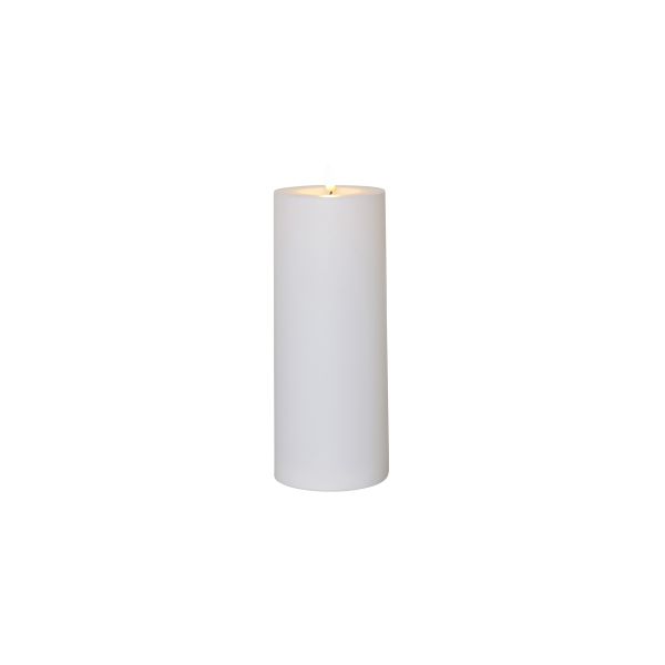 Flamme Rak - Kerze für außen - Weiß - Höhe: 27,5 cm - Batteriebetrieb - Timer - sanft flackernd