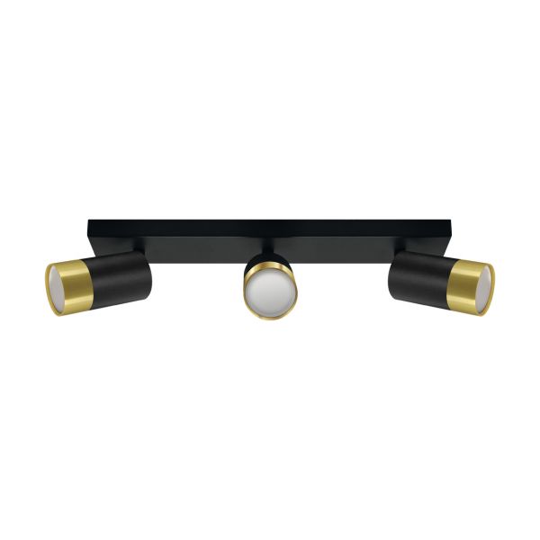 PUZON SPT 3 - Decken Spotleuchte in schwarz/gold - Lichtfarbe: individuell wählbar