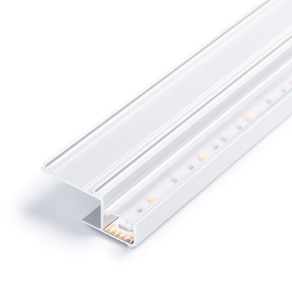 Aluminium LED Trockenbau Abschluss Profil, indirekt, transparente Abdeckung, 4,41 x 2,04cm