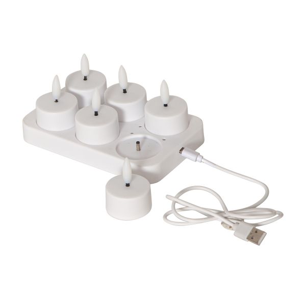 Flamme - Kerzen Set für innen - Weiß - Höhe: 5 cm - Akkubetrieb - sanft flackernd