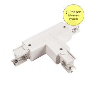 T - Verbinder für 3-Phasen-Stromschienensystem - Schutzleiter innen links, weiß T - Verbinder für 3-Phasen-Stromschienensystem - Schutzleiter innen links, weiß