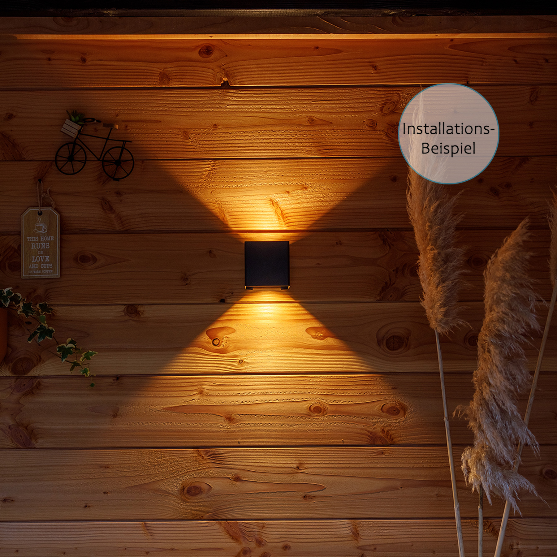 12V Wandleuchte Garden Lights Mauri schwarz, 6W, warmweiß,