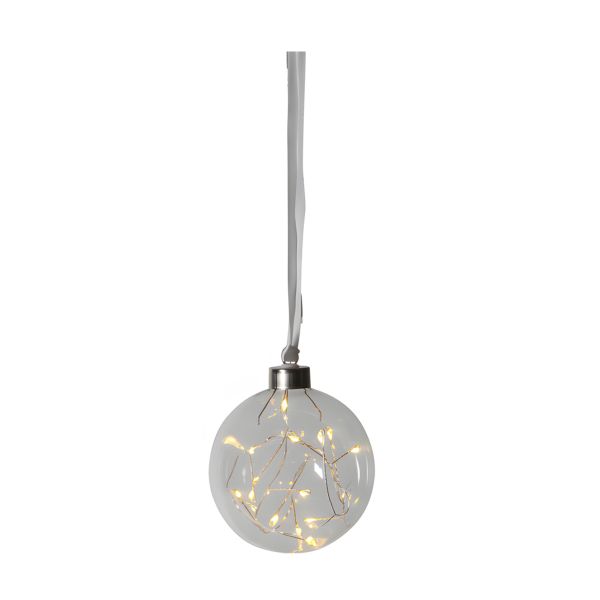 Star Trading, Klare Glaskugel, Lichterkette innen mit 15 LEDs, Ø 10cm, Innenbereich, IP20