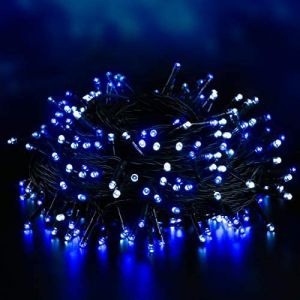 batteriebetriebene LED Lichterkette, 300 LEDs, 40m, blau+Weiß 6000K, IP44 innen+außen Timer batteriebetriebene LED Lichterkette, 300 LEDs, 40m, blau+Weiß 6000K, IP44 innen+außen Timer