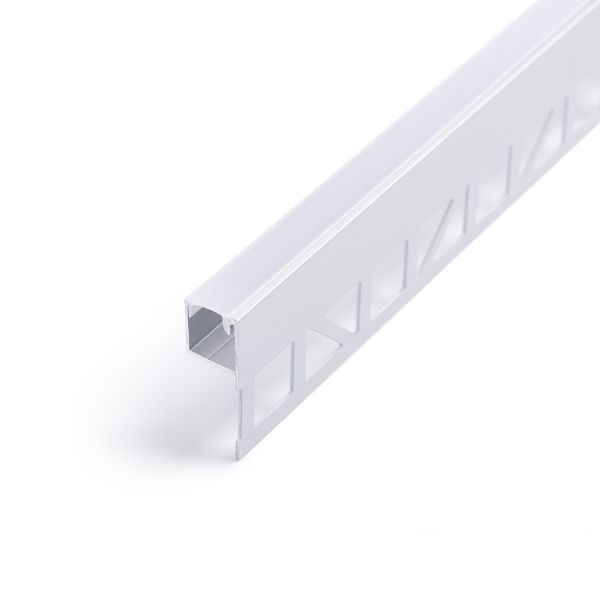 Aluminium LED Fliesenabschluss Profil in Wunschlänge, nach oben abstrahlend, 1,19 x 1,2cm