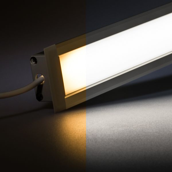 24V Aluminium Einbau LED Leiste - COB - Farbtemperatur einstellbar - diffuse Abdeckung