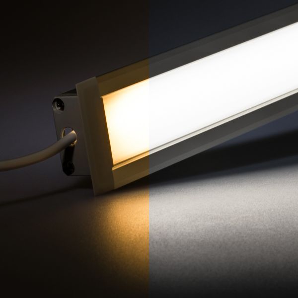 24V Aluminium Einbau LED Leiste - COB - Farbtemperatur variabel - diffuse Abdeckung - bis 3m Länge
