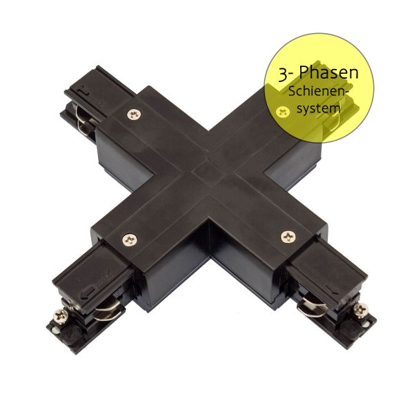 X - Verbinder für 3-Phasen-Stromschienensystem - schwarz