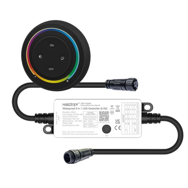 Plug & Play LED Funk Controller Set - 1 Zone - 5 Kanal - RGB+CCT - Fernbedienung - 2,4 GHz - IP66