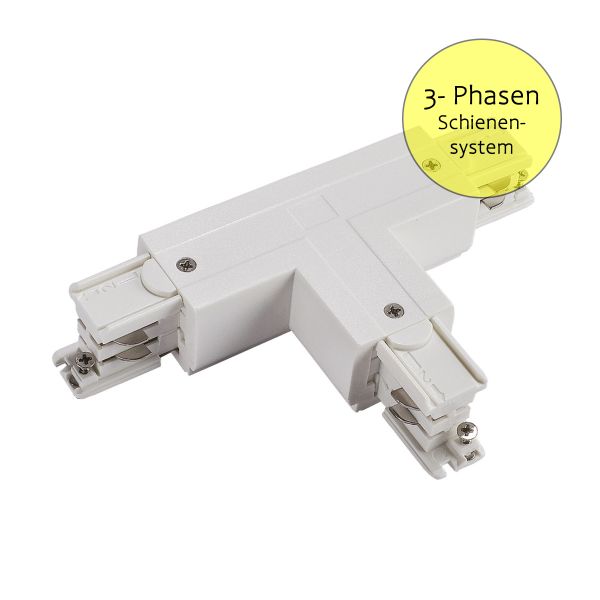 T - Verbinder für 3-Phasen-Stromschienensystem - Schutzleiter innen rechts, weiß