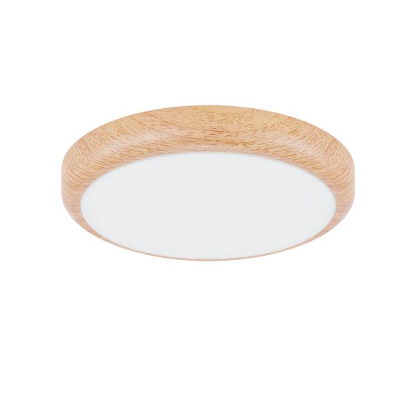230V LED - Deckenleuchte - Farbtemperatur einstellbar - 18W - 22,5cm - rund, Holzoptik