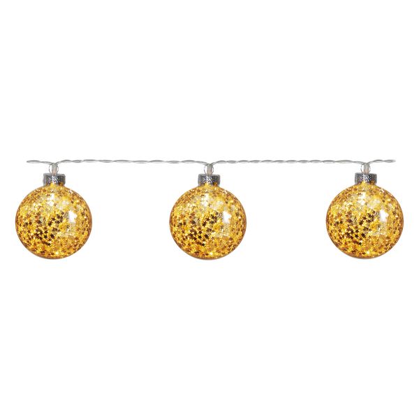 Glitter - Deko Lichterkette für innen - 1,3 m - 10 LEDs - Timer - Batteriebetrieb - Warmweiß