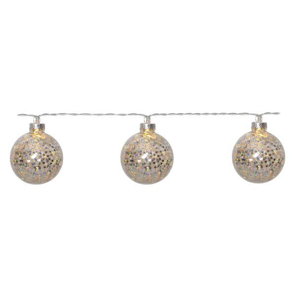 Glitter - Deko Lichterkette für innen - 1,3 m - 10 LEDs - Timer - Batteriebetrieb - Warmweiß