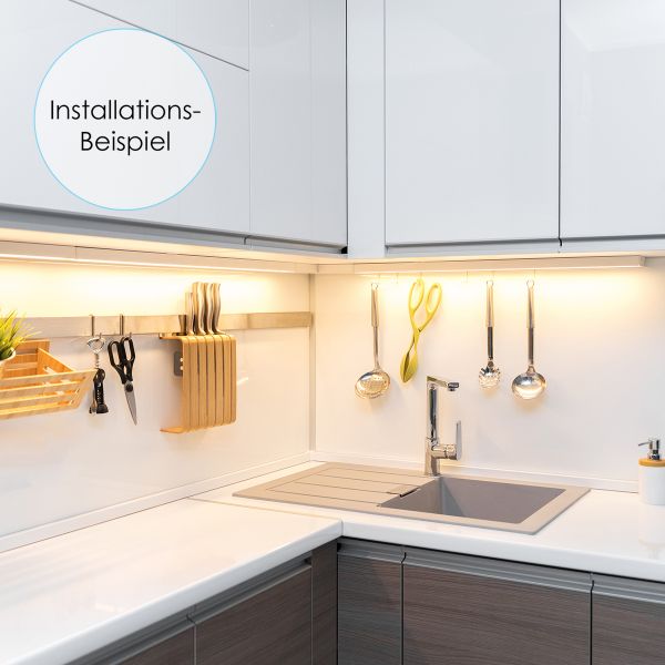 12V Küchen Unterbau LED Leisten Set, inklusive Netzteil und Dimmer - COB - neutralweiß - diffus