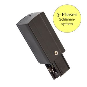 Endeinspeisung für 3-Phasen-Stromschienensystem - Schutzleiter links, schwarz Endeinspeisung für 3-Phasen-Stromschienensystem - Schutzleiter links, schwarz