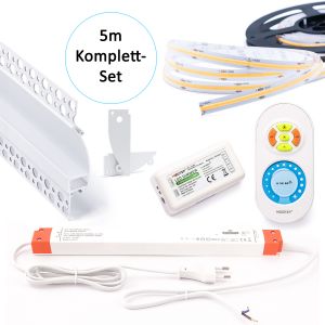 5m Aluminium Trockenbau Wand Profil mit 24V COB LED Streifen, Drywall Elegance 5m Aluminium Trockenbau Wand Profil mit 24V COB LED Streifen, Drywall Elegance