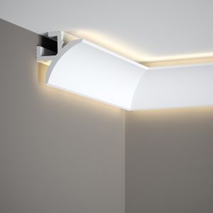 Lichtvouten Set, Deckenleiste, Stuckprofil mit 48V LED Streifen, Fernbedienung und Netzteil Lichtvouten Set, Deckenleiste, Stuckprofil mit 48V LED Streifen, Fernbedienung und Netzteil