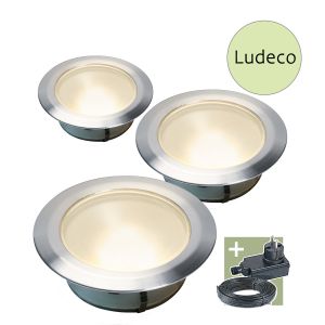 12V Einbaustrahler - Ludeco - Olan 80 3er Set, 3W, warmweiß, IP44 12V Einbaustrahler - Ludeco - Olan 80 3er Set, 3W, warmweiß, IP44